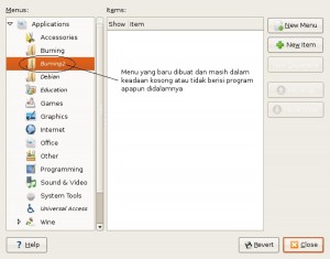 Menu burning2 yang muncul di setting main menu Ubuntu